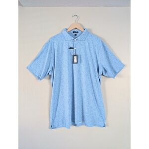 Peter Millar Mens XXL Botanical Performance Jersey Polo Golf Blue Outdoors NWT